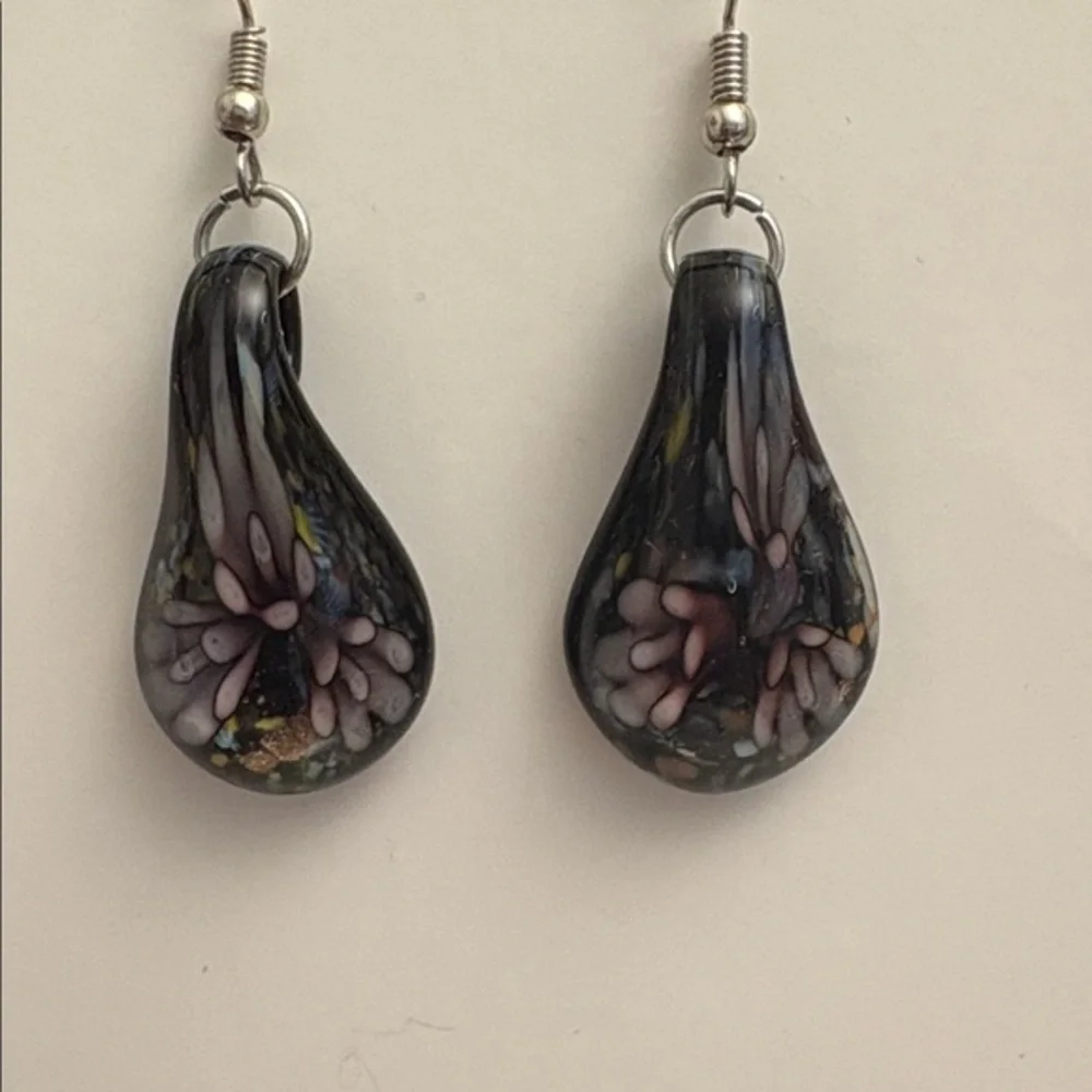 Murano Glass Earrings, 1.25” NWOT